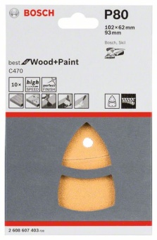 Набор из 10 шлифлистов 102 x 62, 93 mm, 80 2608607403